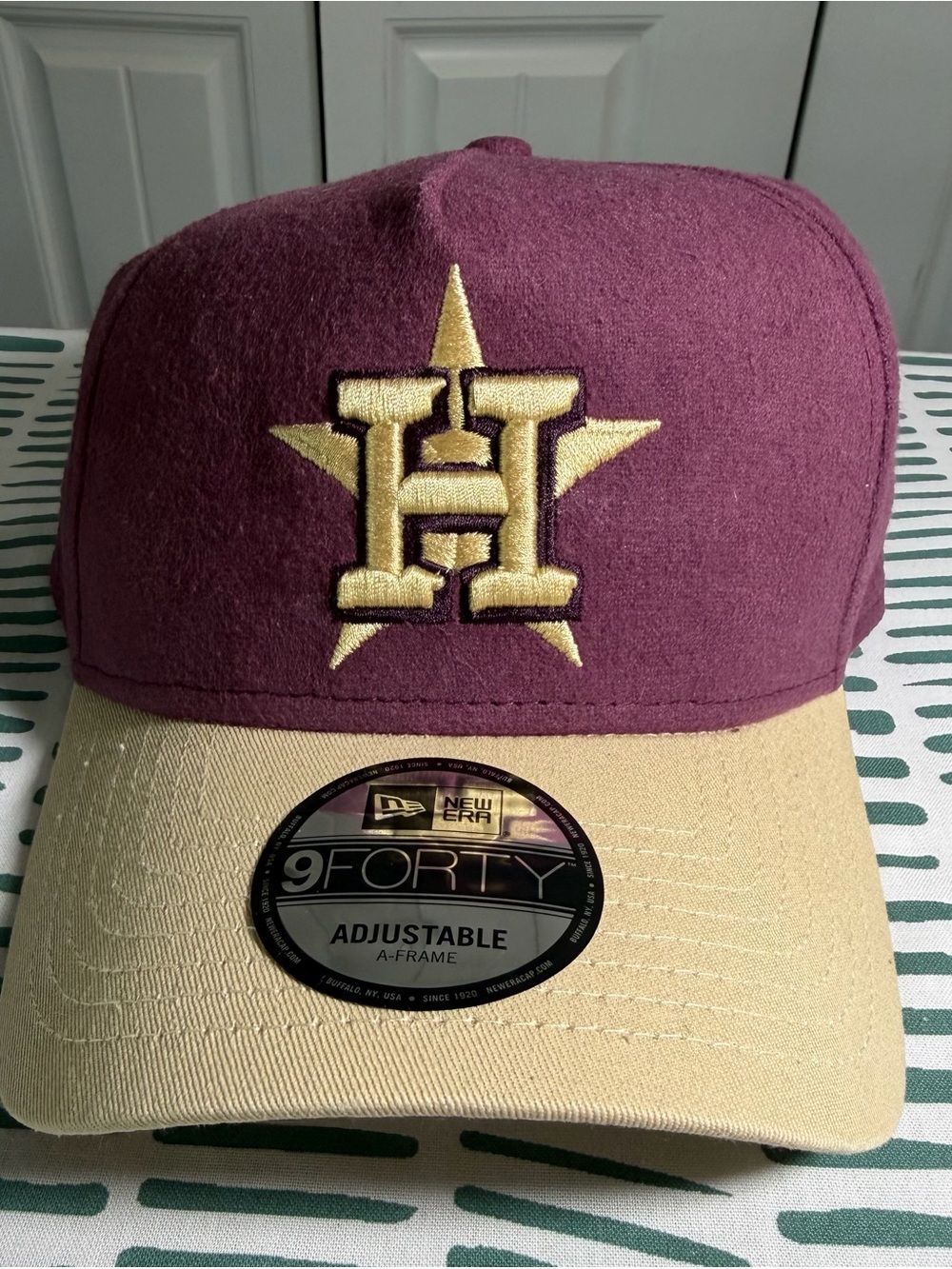 Houston Astros New Era 9FORTY Hat Burgundy Gold Adjustable MLB Cap